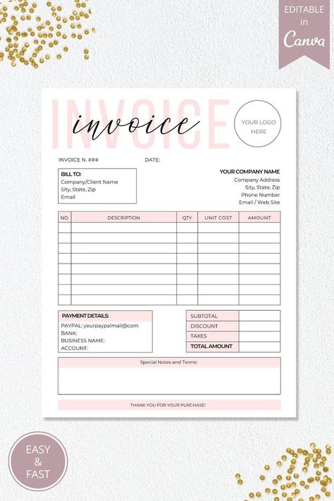 Custom Order Form, Order Form Template Free, Printable Invoice, Youtube Editing, Packaging Template Design, Order Form Template, Bookkeeping Templates, Invoice Template, Business Planner