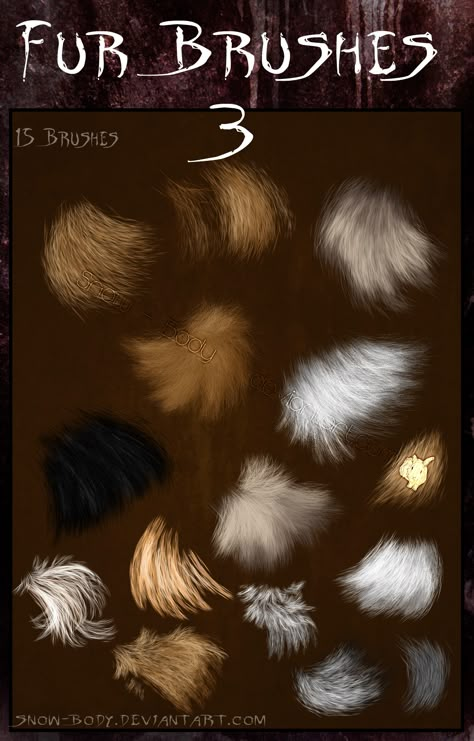 Brushes: Fur part: 3 by Snow-Body.deviantart.com Painting Fur, Photoshop Collage, Photography Photoshop, Affinity Photo, Photoshop Tools, Acrylic Painting Techniques, Photoshop Tips, Photoshop Art, Art Instructions