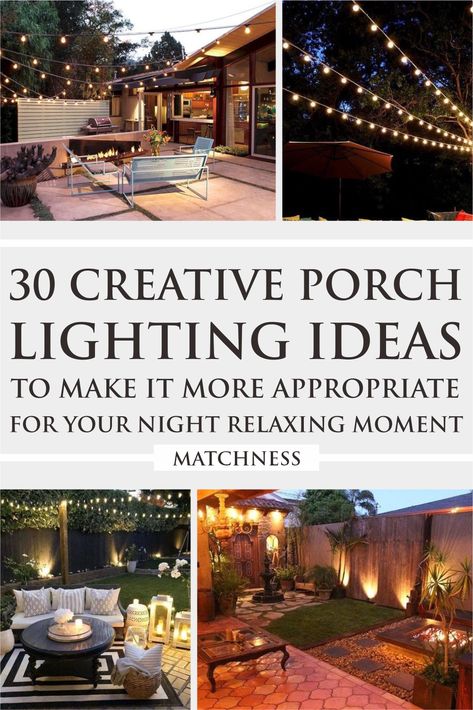 Porch Lighting Ideas, Porch String Lights, Porch Lanterns, Backyard Planters, Outdoor Topiary, Front Porch Lighting, Bulb Lights, Outdoor Entryway, Patio String Lights