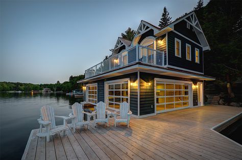 Cedar Rail - PattyMac Carpentry Details, Boathouse Design, Luxury Houseboats, Boat Garage, Dock House, Muskoka Cottage, Lake Houses Exterior, Boat Shed, The Boathouse