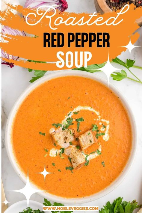 Despite its sophisticated taste, this Roasted Red Pepper Bisque is surprisingly simple to prepare. With just a few basic ingredients and straightforward steps, you'll have a gourmet-worthy bisque ready to enjoy in no time. Roasted Red Pepper Bisque, Red Pepper Bisque, Homestead Projects, Bell Pepper Soup, Bisque Soup, Roasted Red Pepper Soup, Red Pepper Soup, Grilled Peppers, Bisque Recipe