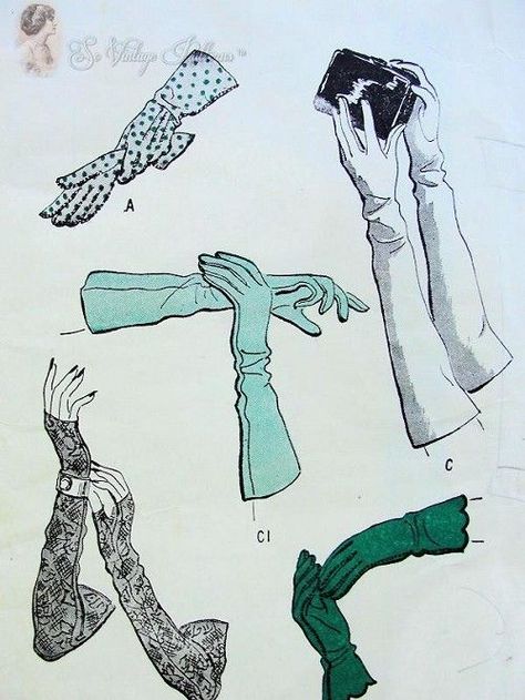 Gloves Sketch, Gloves Reference, Gloves Illustration, Gloves Drawing, Fancy Gloves, Opera Theatre, Vintage Vogue Sewing Patterns, Elegant Gloves, Fashion Gloves