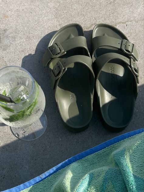 Sandals | beach | green | hugo Clogs Birkenstock, Hand And Foot Care, Fire Chief, Sandals Beach, Birkenstock Sandals, Birkenstock Arizona, Clogs Shoes, Natural Skin, Design Shop