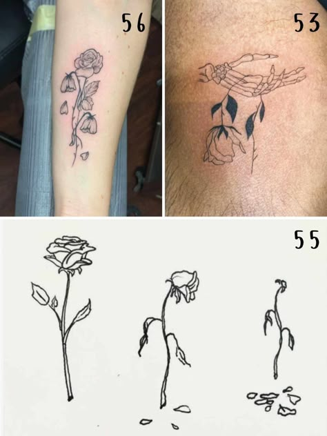 Half Wilted Flower Tattoo, Wilting Flower Tattoo Simple, Wilted Roses Tattoo, Melting Flower Tattoo, Falling Rose Petals Tattoo, Withering Flower Tattoo, Wilted Flowers Tattoo, Wilting Flower Tattoo, Wilting Rose Tattoo