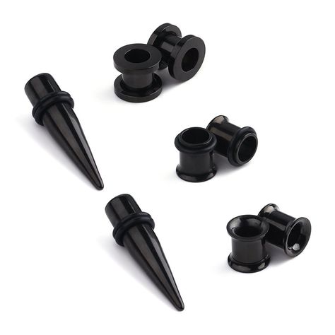 Ruifan 4Pairs Black Plated Surgical Steel Gauge Ear Screw Taper Tunnel Expander Stretching Kit Plugs Piercing 4 Styles Same Size 8g-00g (3mm-10mm) -- Check out this great product. (This is an affiliate link) Ear Tunnels, Body Jewelry Piercing, Ear Gauges, Black Plates, Body Piercing Jewelry, Velvet Bag, Piercing Jewelry, Body Jewelry, Stretching