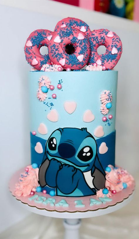 stitch birthday cake, stitch cake, cute stitch birthday cake, stitch birthday cake design Stitch Birthday Cake 2 Tier, Cute Stitch Cakes, Stitch Birthday Cake Girl, Stitch Birthday Cake, Lilo And Stitch Cake, Castle Birthday Cakes, Disco Cake, Sparkle Cake, Stitch Cake