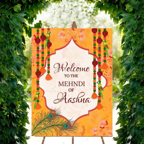 Mehndi Sign, Wedding Welcome Board, Mehndi Night, Welcome Boards, Wedding Planning Tools, Reception Signs, Planning Tools, Wedding Posters, Wedding Welcome Sign