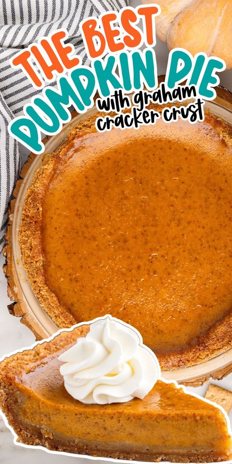 This is the easiest pumpkin pie recipe you will ever make! The filling is extra creamy, it sits on a homemade graham cracker crust, and is full of pumpkin spice flavor.