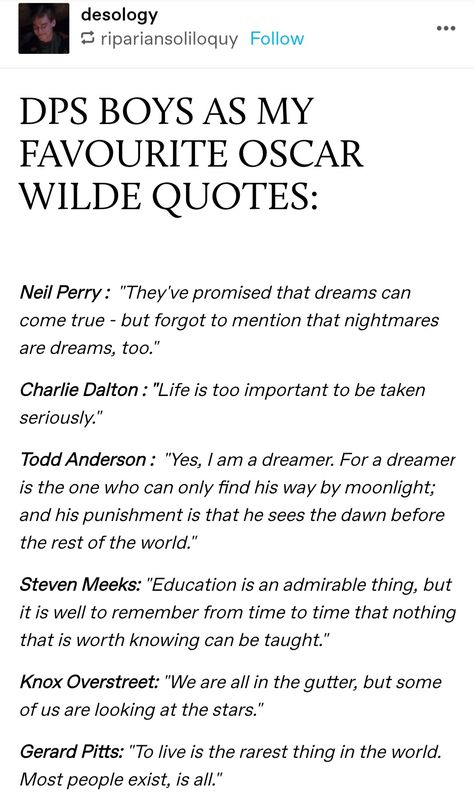 Movies Like Dead Poets Society, Dead Poets Society Poems, Todd Anderson Poem, Anderperry Aesthetic, Carpe Diem Aesthetic, Anderperry Fanart, Dps Boys, Dead Poets Society Quotes, Dead Poets Society Aesthetic