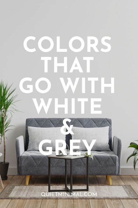 colors that match with white and grey Color Pop Living Room Ideas, Grey Living Room Ideas Color Schemes Gray Interior Design, Gray Sofa Living Room Color Schemes, Colors That Compliment Grey, Grey And White Room, Colours That Go With Grey, Colour Combinations Interior, Room Schemes, Living Room Colour Schemes