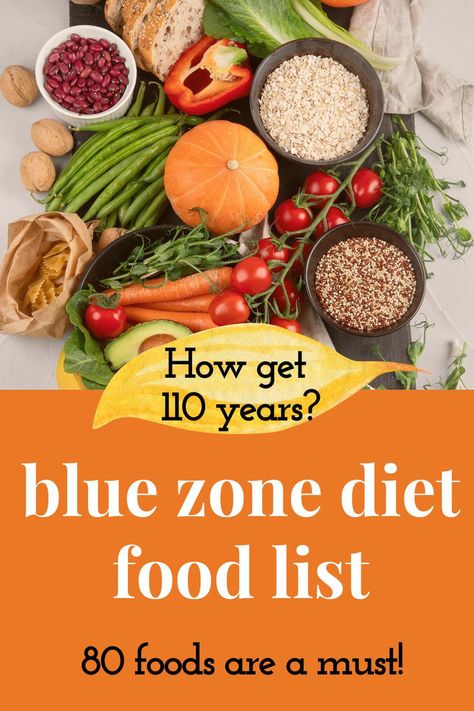 How get 110 years? Blue zones diet food list- 80 foods are a must! Blue Zones Food List, Blue Zone Diet Shopping List, Blue Zone Foods List, Blue Zones Lifestyle Tips, Blue Zone Grocery List, Longevity Diet Recipes, Blue Zone Dinner Recipes, The Blue Zones, Blue Zone Food List