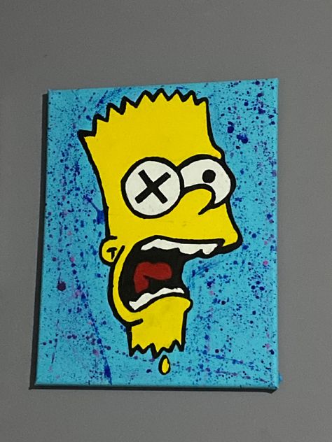 Bart Simpson Canvas Painting, Bart Simpson Painting, Cartoon Paintings Easy, Canvas Draw, Minimalist Cartoon, Paint Inspo, Acrylic Ideas, Paintings Ideas, Room Aesthetics