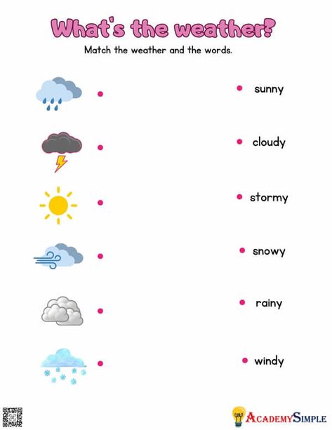 Weather Conditions Worksheet #2 Weather Conditions Worksheet, Simple Present Tense Rules, Subject Verb Object, English Sentence Structure, Simple Present Tense Worksheets, Tenses Rules, Weather For Kids, Weather Worksheets, Basic English Sentences