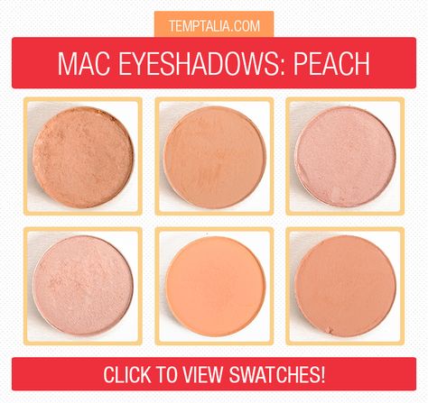 MAC Peach Eyeshadow Swatches Mac Eyeshadow Swatches, Makeup Tutorial Mac, Best Mac Makeup, Eyeshadow Swatches, Peach Eyeshadow, Cute Eyeshadow Looks, Eyeshadow For Blue Eyes, Tom Ford Makeup, Natural Eyeshadow