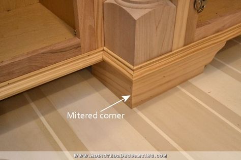 diy cabinet feet | Make your own decorative feet for stock cabinets - 10 Wood Paneling Decor, Cabinet Feet, Diy Cabinet, Cabinet Trim, Kitchen Design Diy, Stock Cabinets, Diy Kitchen Storage, Kitchen Cabinets Makeover, Kitchen Cabinet Remodel