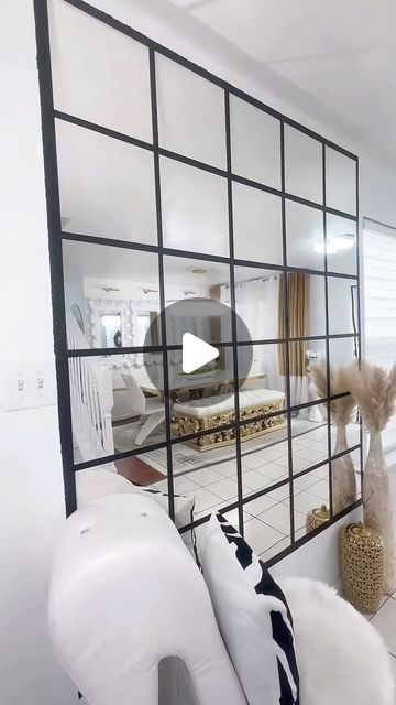 Mirror Wall Decoration Ideas, 3 Mirrors On Wall Ideas, Mirror Wall Design Ideas, Ikea Mirror Wall, Mirror Accent Wall, Mirror Wall Design, Wall Mirror Ideas, Ikea Mirrors, Black White Rooms