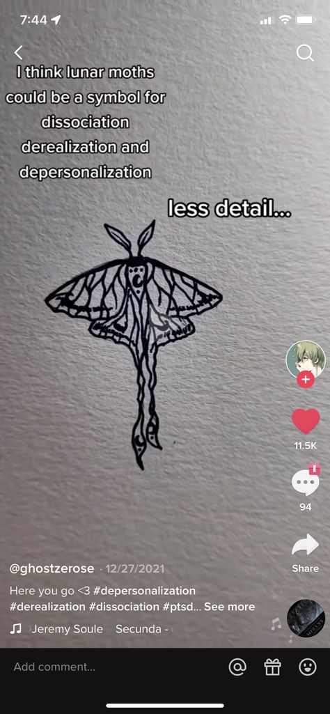 Dissociating Tattoo, Dissociate Tattoo, Depersonalisation Tattoo Ideas, Dissociated Tattoo, Disassociate Tattoo, Tattoos Dissociation, Lunar Moth, Dissociation, Piercing Tattoo