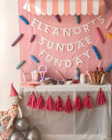 Sundae Funday! 🍦 Party ready for the birthday princess! 💗 Ice Cream Sundae Birthday Party, Sundae Funday Birthday Party, Sundae Funday, Sundae Party, Sundae Bar, Birthday Princess, Ice Cream Party, Second Birthday, Ice Cream Sundae