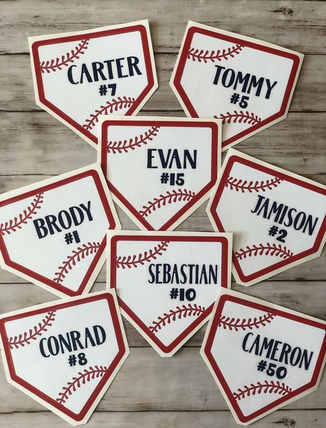 Baseball Buckets For Dugout, Dugout Buckets, Softball Decals, Softball Photography, Baseball Dugout, Baseball Buckets, Locker Signs, Travel Baseball, Baseball Signs