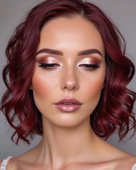 40 Bridal Makeup Looks : Romantic Rose Glow 1 - Fab Mood | Wedding Color, Haircuts & Hairstyles | Nails | Colours Rosy Eye Makeup, Soft Glam Prom, Soft Glam Prom Makeup, Wedding Makeup Soft Glam, Rose Makeup Look, Rose Gold Smokey Eye, Makeup Looks Soft Glam, Glam Prom Makeup, Makeup Looks Soft