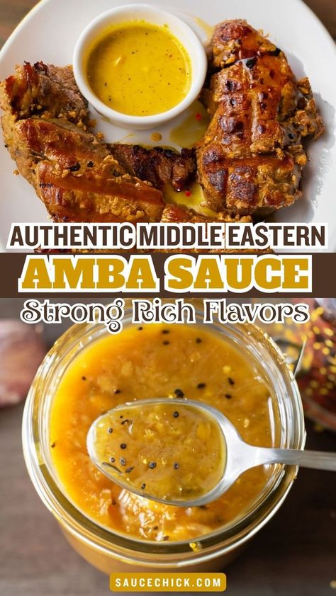 Amba Sauce Recipe Amba Sauce, Mango Sauce, Homemade Sauce Recipes, Hot Sauce Recipes, Cooking Sauces, Eastern Cuisine, Exotic Food, Homemade Sauce, Salad Dressing Recipes