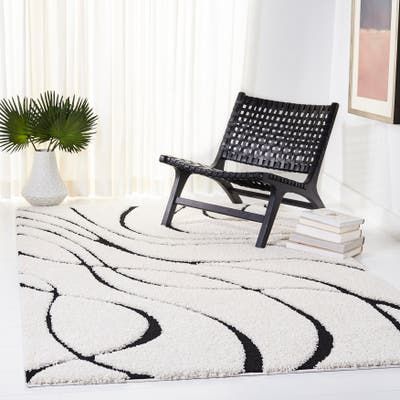 Abstract Waves, Chic Pattern, Naples Florida, Black Area Rugs, Ivory Rug, Black Rug, Black Abstract, Abstract Rug, Area Rugs For Sale