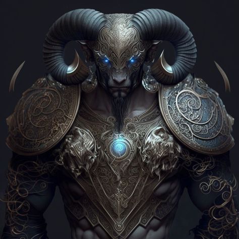 Bounty Hunter Armor, Aries Warrior, Warrior Animals, Fantasy Species, Humanoid Animals, Satanic Symbols, Arte Aries, Fantasy Fighter, Frost Giant