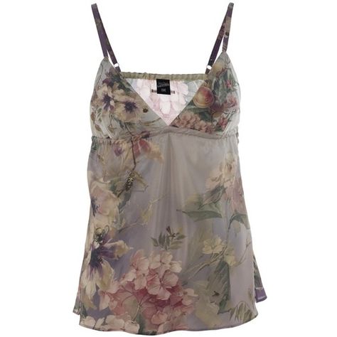 Jean Paul Gaultier Floral Camisole Top ($295) ❤ liked on Polyvore Camisole Top Outfit, Brown Cami, Floral Camisole, Flower Print Top, Cami Shirt, Floral Cami, Brown Shirt, Silk Cami, Silk Camisole