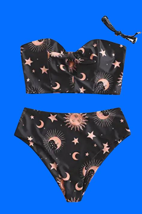 ZAFUL Women Keyhole Bandeau Tankini with Removable Straps, High Waisted Padded Bathing Suit Two Pieces Swimsuit #summer #summerinspo #bikini #beach #summerfashion #boho #whimsigoth #goth #gothic #bohemian Goth Swimwear, Gothic Bohemian, Boho Whimsigoth, Suit Clothing, Bandeau Tankini, High Waisted Briefs, Womens Tankini, Tankini Set, Swimsuits High Waisted