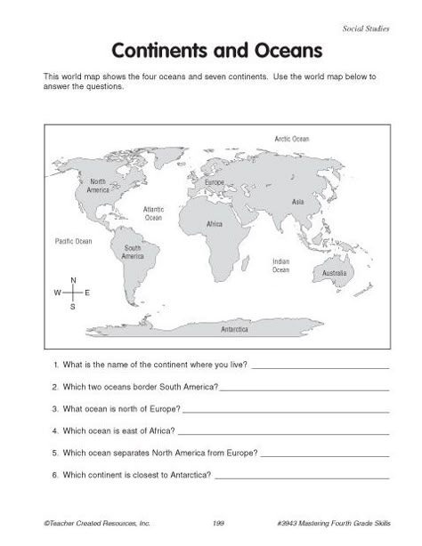 Geography Ocean Worksheets | Click here: continents_and_oceans.pdf to download the document. Oceans Worksheet, Ocean Worksheets, 5th Grade Geography, Social Studies Maps, Map Skills Worksheets, Third Grade Social Studies, 3rd Grade Social Studies, Geography Worksheets, Geography For Kids