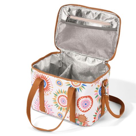 Meet your new favourite picnic accessory: the Maxi Insulated Lunch Bag by OiOi. This modern cooler bag can be worn cross-body, has 3 pockets and includes a removable divider, ensuring easy organisation of your picnic essentials. Available now in our new Sunburst print, stand out from the crowd while keeping your food fresh. Pumping Bag, Picnic Accessories, Picnic Essentials, Picnic Bag, Insulated Lunch Bags, Easy Organization, Food Fresh, Cooler Bag, Bottle Accessories