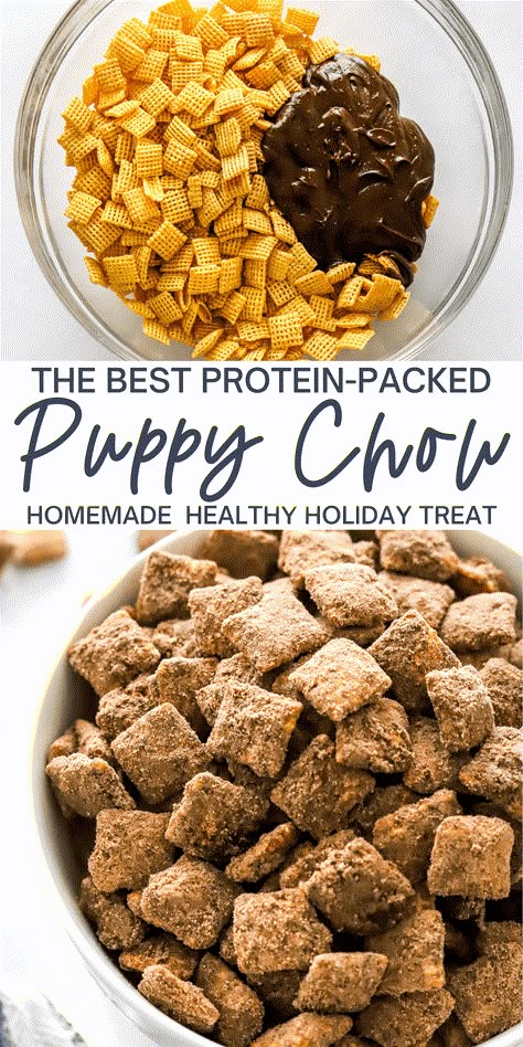 Protein After School Snacks, Healthy Snacks During The Day, Protein Snacks Without Peanut Butter, Protein Puppy Chow Pb2, Easy Protein Snack Recipes, Healthy Gluten Free Snack Ideas, Healthy Junk Food Snacks, Healthy Muddy Buddy Recipe, Protein Chex Mix Recipes