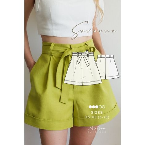 Savanna Pleated shorts Cotton Viscose, Pleated Shorts, Synthetic Fiber, Patterned Shorts, Paper Size, Natural Cotton, Clothing Patterns, Wide Leg, Sewing Patterns