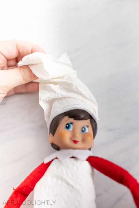 Elf on the Shelf hair towel Elf On The Shelf Accessories, Shelf Accessories, Elf Hair, Traditions To Start, Diy Towels, Barbie Hair, Christmas Tradition, Elf Hat, Towel Wrap