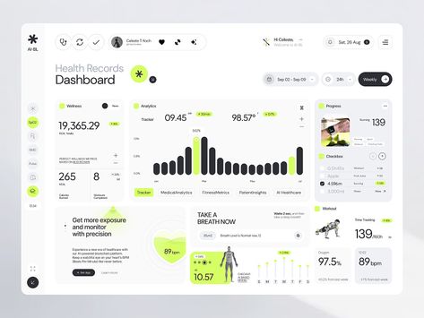 NeuroCare - NeuroClinic Landing Page by Levi Wilson for QClay on Dribbble Dashboard Design Template, Software Ui Design, Ux Design Principles, Dashboard App, Food Web Design, Health Record, Ui Design Dashboard, Analytics Dashboard, Business Website Design