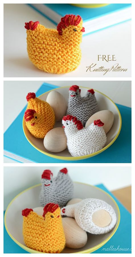 Knit Easter Chicks Egg Cozy Free Knitting Patterns - Knitting Pattern Knitted Easter Crafts, Chicken Sewing, Crochet Egg Cozy, Lego Ornaments, Egg Cozy, Easter Magic, Rabbit Knitting Pattern, Bunny Knitting Pattern, Knitted Stuffed Animals