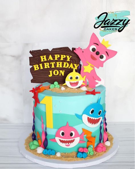 Pinkfong Birthday Cake, Happy Birthday Jon, Photo Booth Setup, Shark Birthday Cakes, Shark Cake, Birthday Photography, Shark Birthday, Birthday Decor, Bible Verse Wallpaper