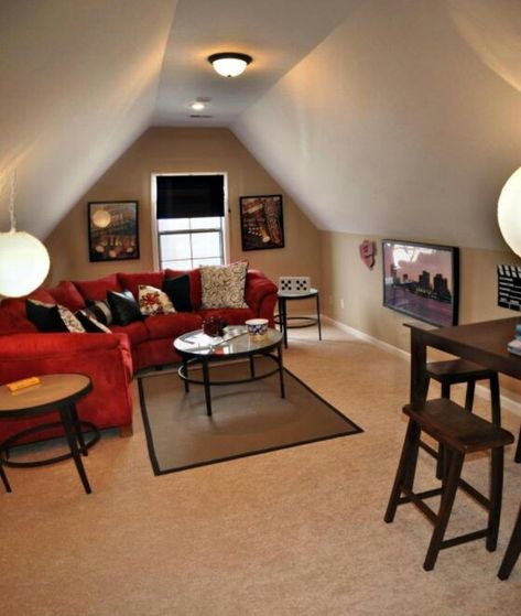 Attic Bonus Room, Attic Game Room, Bonus Room Decorating, Bonus Room Bedroom, Bonus Room Above Garage, Bonus Room Design, Teen Hangout, Bedroom Upstairs, Room Above Garage