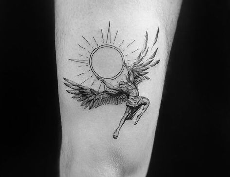 Твиттер Icarus Tattoo Simple, Icarus Tattoo Minimalist, Icarus Tattoo Design, Greek Tattoo Design, Icarus Tattoo, Sun Tattoo Designs, Angel Tattoo Designs, Mythology Tattoos, Greek Tattoos