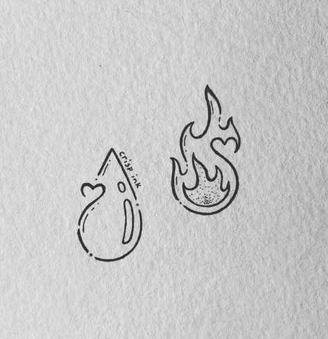 Crisp Ink, Best Friend Tattoo, Bff Matching, Water Tattoo, Ankle Strap Chunky Heels, Fire And Water, Fire Tattoo, Best Friend Tattoos, Tattoo Flash Art