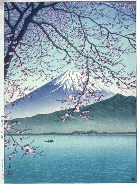 Kibu, West Izu Kawase Hasui (Japan, 1883-1957) Japan, June, 1937 Prints; woodcuts Color woodblock print Image: 15 7/16 x 11 1/2 in. (39.2 x 29.3 cm); Paper: 15 15/16 x 12 13/16 in. (41.5 x 31.0 cm) Gift of Mr. and Mrs. Felix Juda (M.73.37.183) Japanese Art Kawase Hasui, Art Chinois, Mont Fuji, Japanese Artwork, Japanese Illustration, Japon Illustration, Art Japonais, Art Et Illustration, Japanese Woodblock Printing