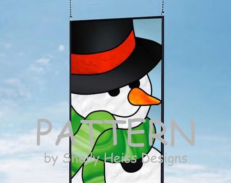 ShellyHeissDesigns - Etsy Stained Glass Snowman, L'art Du Vitrail, Stained Glass Patterns Free, Snowman Pattern, Glass Snowman, Photo Mosaic, Christmas Card Art, Stained Glass Suncatchers, Stained Glass Christmas