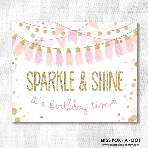 SPARKLE AND SHINE instant download printable digital file Birthday Decoration Diy, Sparkle Birthday Party, Pink And Gold Birthday, Pink And Gold Birthday Party, Sparkle Birthday, Anniversaire Diy, Sparkle Party, Golden Birthday, Glitter Birthday