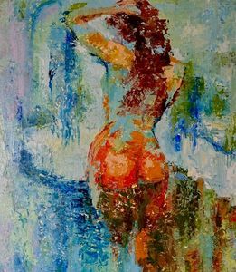 Nude Beautiful Women - Margoarts - Paintings & Prints, People & Figures, Female Form, Nude & Semi-Nude - ArtPal Painting Ladies, Red Portrait, Nude Artwork, Room Painting, Blue Bath, Female Art Painting, Yoga Art, Bath Room, Female Figure