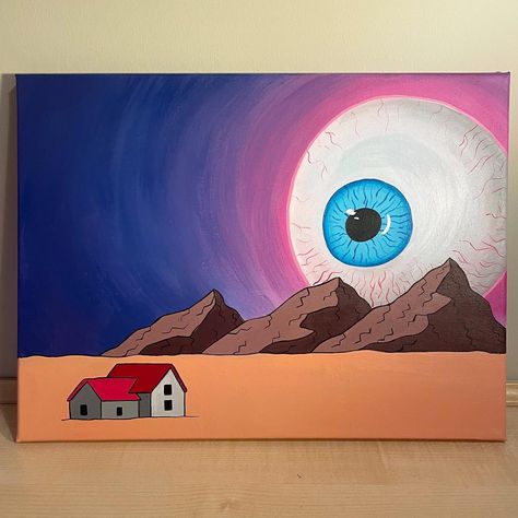 Simple Surealism Paint, Surreal Art Painting Easy, Easy Surrealism Art, Surrealism Painting Ideas Easy, Surrealism Easy, Surrealism Painting Easy, Hippie Painting Ideas Easy, Trippy Acrylic Painting, Cool Painting Ideas Trippy