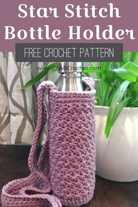 Crochet Binder, Crochet Scoodie, Crochet Bottle Holder, Functional Crochet, Crochet Water Bottle, Crochet Star Stitch, Crochet Water Bottle Holder, Slip Stitch Crochet, Yarn Creations