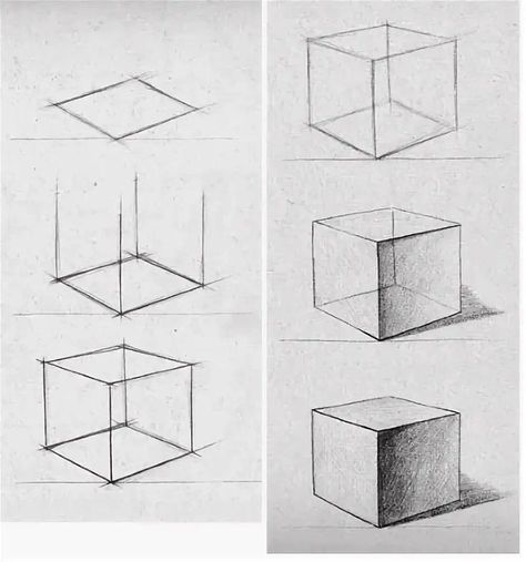 Geometric Shading Drawing, Simple Shapes To Draw, How To Draw Basic Shapes, Basic Drawing Practice, Basic Shapes Drawing Art Lessons, How To Draw Shapes, How To Draw 3d Shapes, 3d Shapes Drawing, Object To Draw