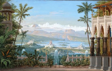 Twitter Karl Friedrich Schinkel, Gardens Of Babylon, Rennaissance Art, Image Nature, Greek Mythology Art, Surrealism Painting, Classic Paintings, Mythology Art, Aesthetic Painting