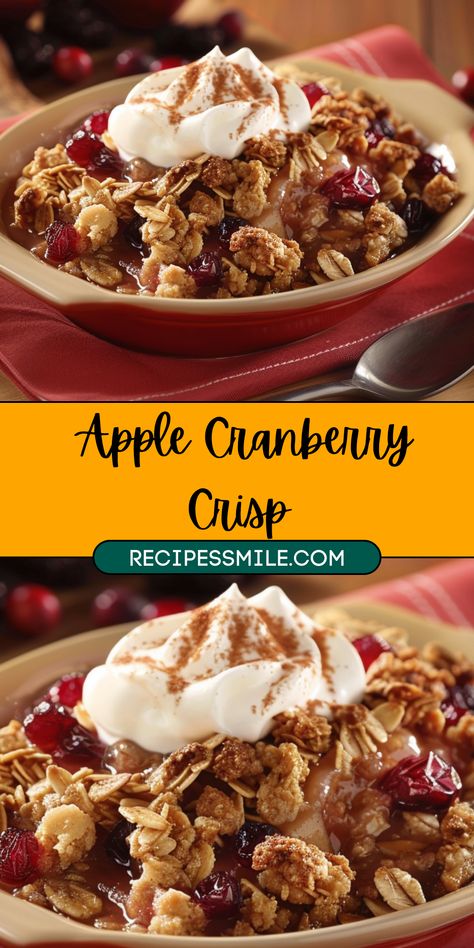 Apple Cranberry Dessert Recipes, Cranberry Apple Dessert, Apple Crisp With Canned Apple Filling, Warm Desserts Winter, Apple Cranberry Dessert, Cranberry Crumble Recipe, Apple Crisp Recipe Easy, Apple Cranberry Crumble, Cranberry Apple Crisp