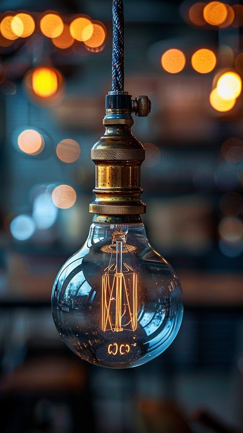 Illuminated Light Bulb: A single light bulb glows warmly, suspended in air against a bokeh background of lights. #lightbulb #illumination #glow #bokeh #warmth #aiart #aiphoto #stockcake ⬇️ Download and 📝 Prompt 👉 https://ayr.app/l/RFiP Light Bulb Photography, Bulb Photography, Bokeh Photography, Night Moon, Old Lights, Bokeh Background, Bulb Light, Marketing Ideas, Picture Light